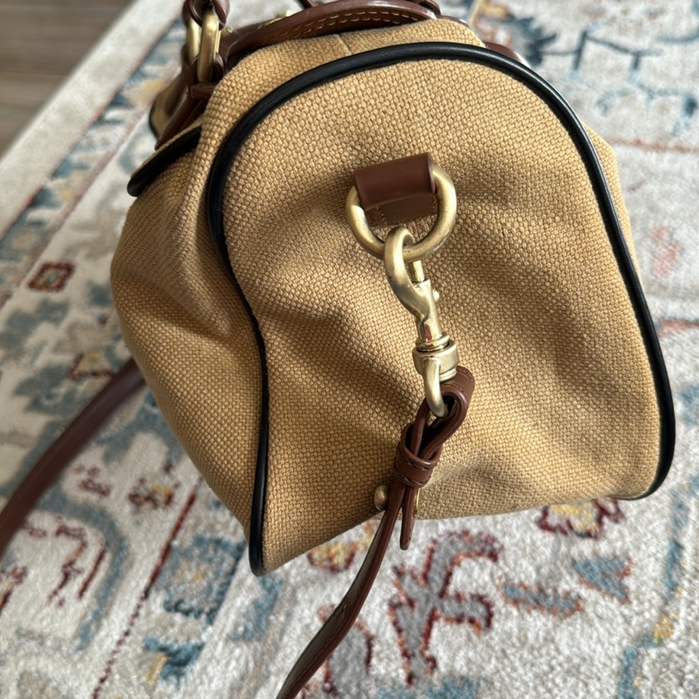 Calvin Klein Canvas & Leather Lock & Key Satchel Shoulder Bag Brown - Picture 4 of 14